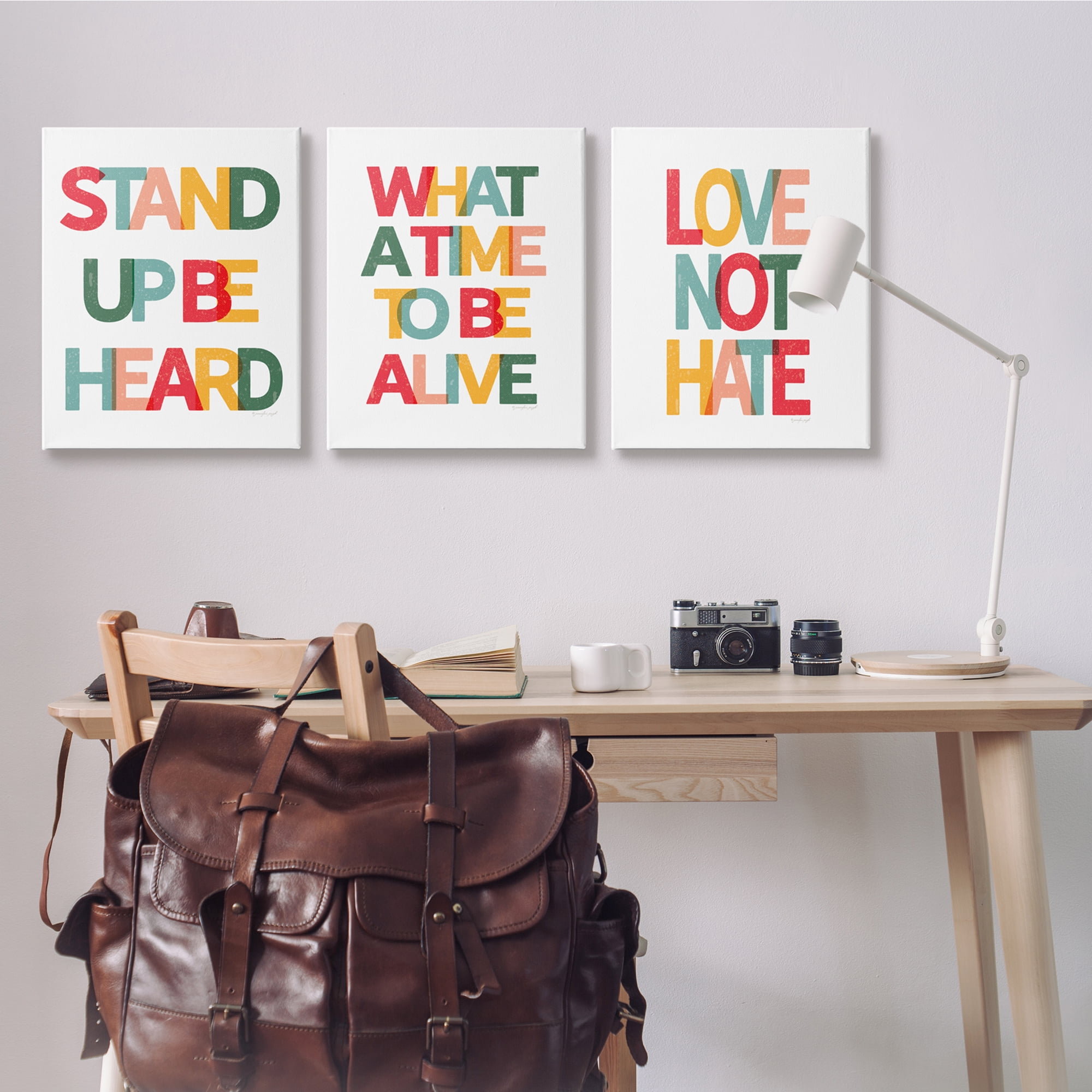 Stupell Industries Love Not Hate Inspirational Quotes Rainbow Text Canvas Wall Art, 24 x 30, Design by Jennifer Pugh