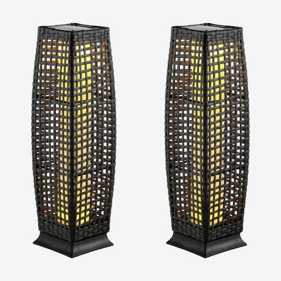 Giantex Outdoor Floor Lamp 2 Piece, Patio Lamp w/Auto On/Off Light, Black