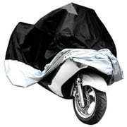 Goilinor Motorcycle Motorbike Waterproof Water Resistant Rain UV Protective Breathable Cover Outdoor Indoor With Storage Bag Size XXL (Black and Sliver)