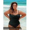 thumbnail image 2 of RELLECIGA Women's Ruched Neck Halter Twist Bandeau One Piece Swimwear Bathing Suits, 2 of 8