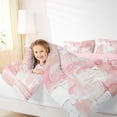 thumbnail image 3 of Manfei Abstract Geometric Block Twin Comforter Sets, Abstract Artwork Bedding Set, Pink White, Pink Reversible 2pcs, 1 Comforter and 1 Pillowcase, 3 of 6