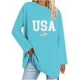 thumbnail image 2 of Jinhomg Women's Dressy Casual Blouse Trendy Long Sleeve Letter Printed Tee Shirts Oversized Comfy Drop Shoulder Tops Fall Lightweight Loose Going Out Wear Sky Blue XXL, 2 of 4