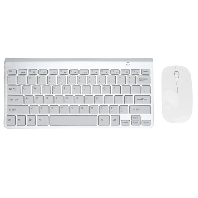Combo de teclado y ratón inalámbrico, 2,4G, USB, ultradelgado, portátil, ergonómico, resistente al desgaste, teclado y ratón para ordenador portátil, color plateado