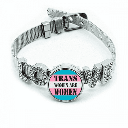 Trans Woman Support LGBT Transgender Bracelet Wristband Crystal Love Adjustable Bangle