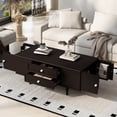 thumbnail image 3 of Rectangular Coffee Table with Storage Drawers Mid-Century Modern Center Table for Living Room, 3 of 9