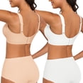 thumbnail image 4 of QYLUX Womens Wireless Bras V Mesh Comfortable Bralette Supportive Tshirt Bra No Underwire Seamless Push Up Everyday Bras Pack of 2, 4 of 4