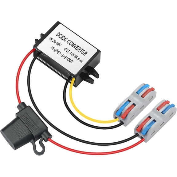 DC/DC Buck Converter 17V-60V, Step Down Transformer 24V 36V 48V 60V to 12V Voltage Converter, with Fuse 20V-60V to 12V 5A 60W MAX Power Transformer, 12V 5A Step Down Converter