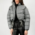 thumbnail image 7 of Cadancy Cropped Jacket Women Puffer Long Sleeve Zip Up Stand Collar Quilted Jackets Drawstring Hem Y2K Fashion Streetwear Puffy Casual Loose Down Coats 2025, 7 of 7