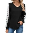 thumbnail image 1 of MHFRRA Blusa Informal de Manga Larga para Mujer con Encaje En contraste, Holgada, para Uso Diario, Primavera y Otoño. Negro, 1 of 3