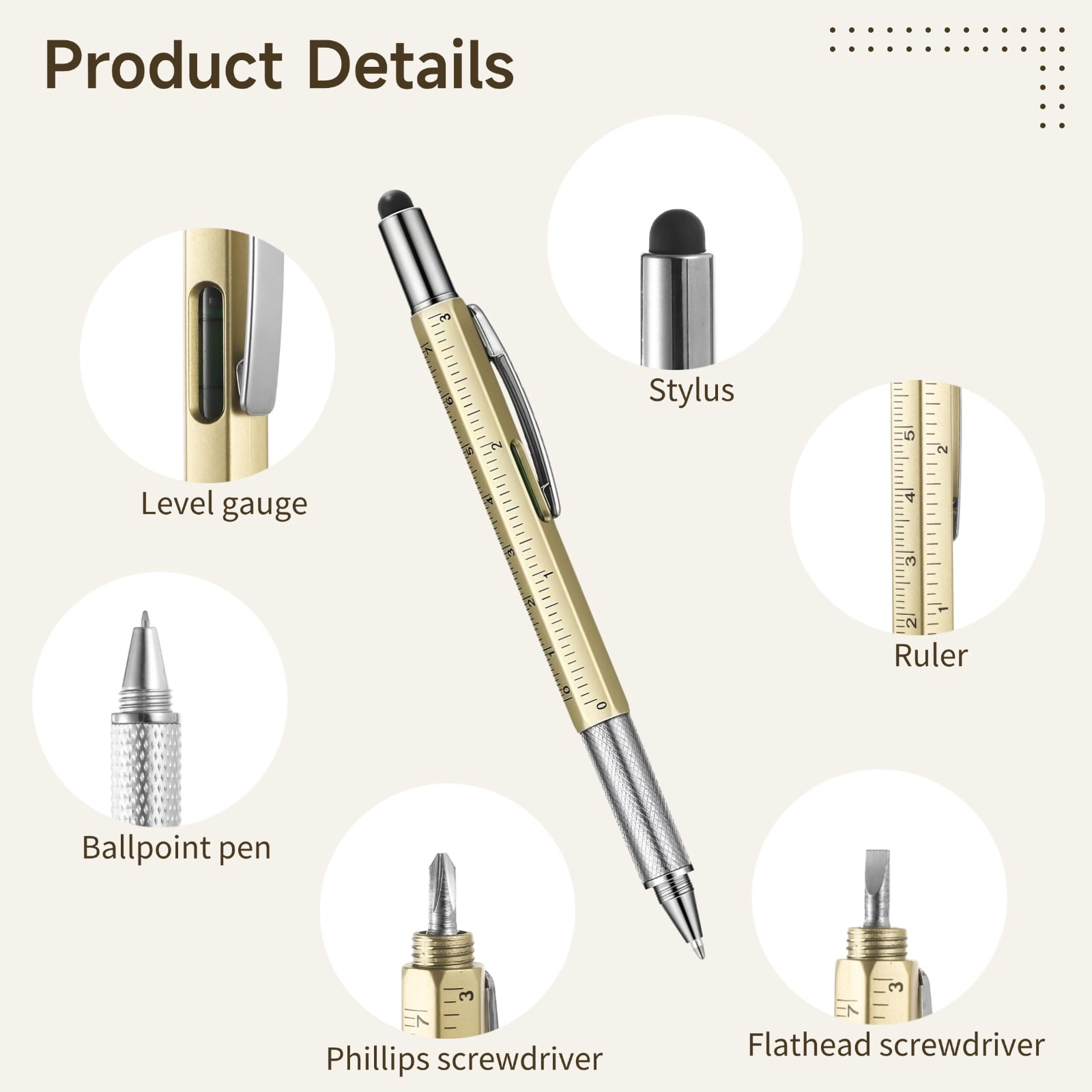 Multi Tool Pens, 30 Pack Pen Multitool with Screwdriver, Ruler, Level Gauge, Ballpoint, Stylus, 6-in-1 Multi Use Pen