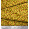thumbnail image 3 of Soimoi Yellow Japan Crepe Satin Fabric Leaves & Bunchberry Floral Print Fabric by Yard 44 Inch Wide, 3 of 3