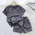 thumbnail image 5 of XZNPDUCQ Toddler Girls Clothes Baby Summer Outfit Short Sleeve T-Shirt Tops Casual Elastic Short 2PCS Set For 6 12 18 24 Months 2T 3T 4T 5T Dailywear Gray，1-2 Years, 5 of 6
