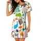 thumbnail image 2 of Fotbe Animals Bata de Dormir para Mujer con Estampado, Camisón de Algodón de Manga Corta, Ropa de Dormir Casual, 2 of 6