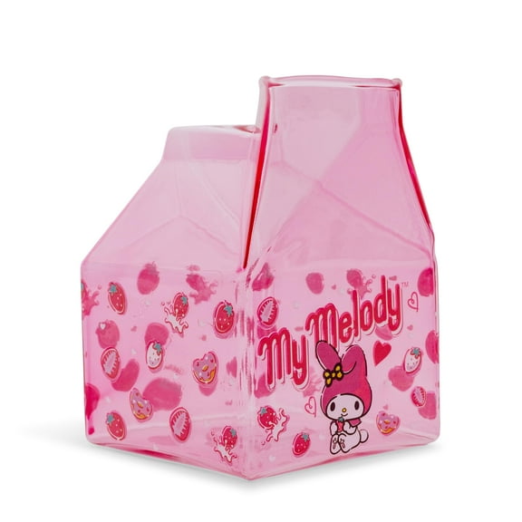 Sanrio My Melody Strawberry Glass Milk Carton | Holds 12 Ounces