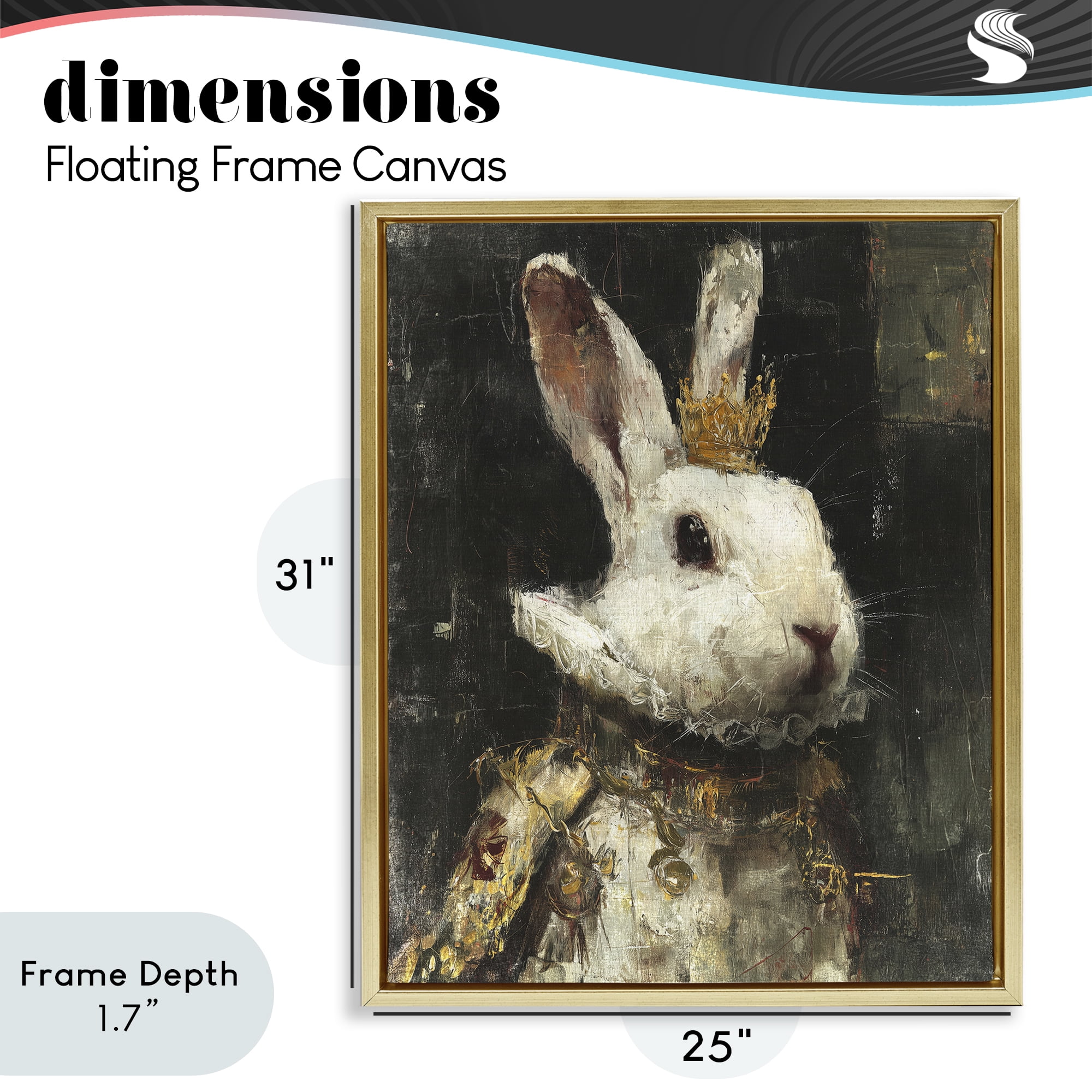Stupell Industries Regal Hare Portrait Gold Framed Floater Canvas Wall Art, design by Svetlana Aleynikova
