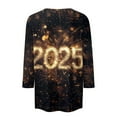 2025 T Shirts Women Letter Printed Shirts 3/4 Sleeve 2025 Party