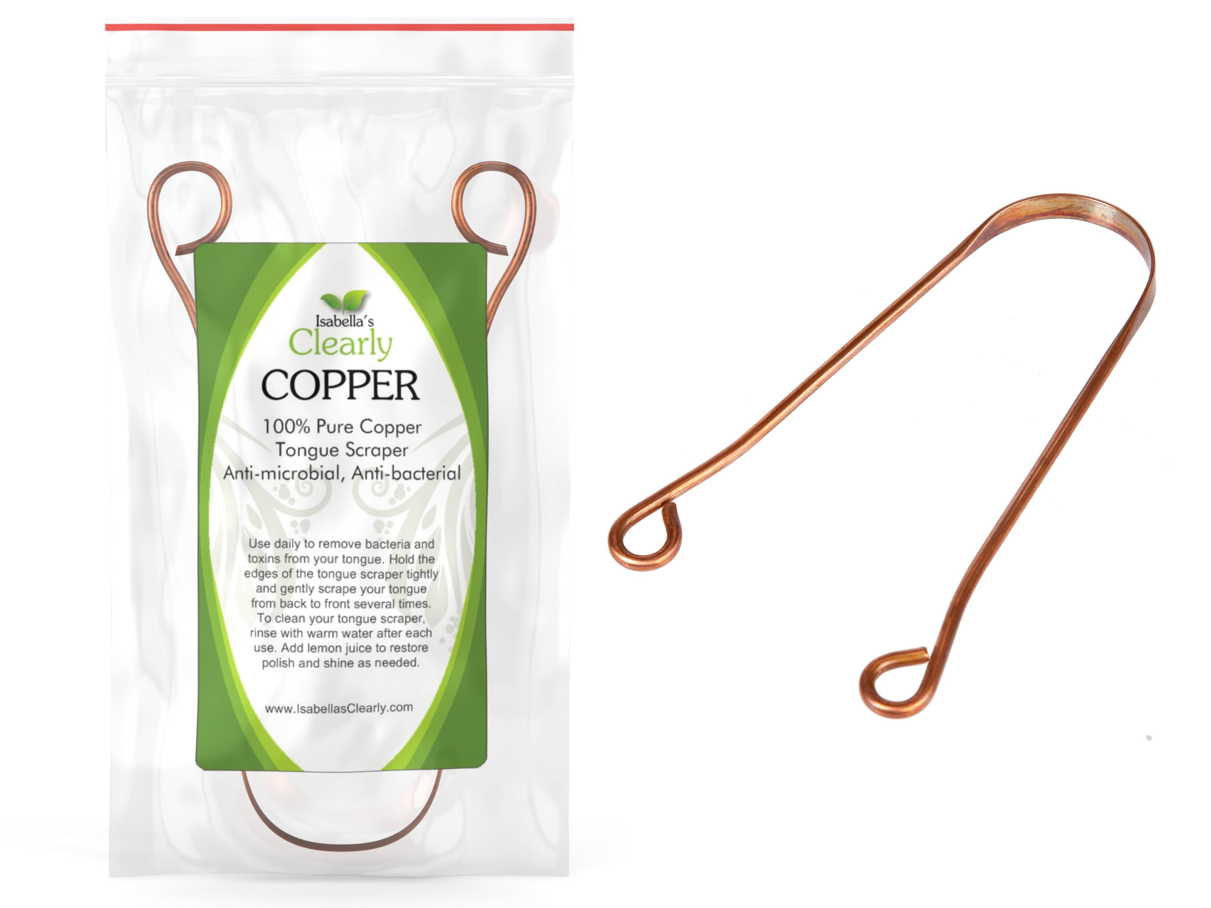 Isabella's Clearly COPPER, Ayurvedic Tongue Scraper and Cleaner | 100% Pure Heavy Duty Copper, Built to Last, BPA Free | Natural Bad Breath Remedy