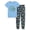 Blue & Black Game On (Short Sleeves & Pants Set), variant on Toddler & Little Boys Pajamas Blue Sharks 2-Piece Soft Snug-fit Short Sleeves & Pants PJ Set Kid Size 7