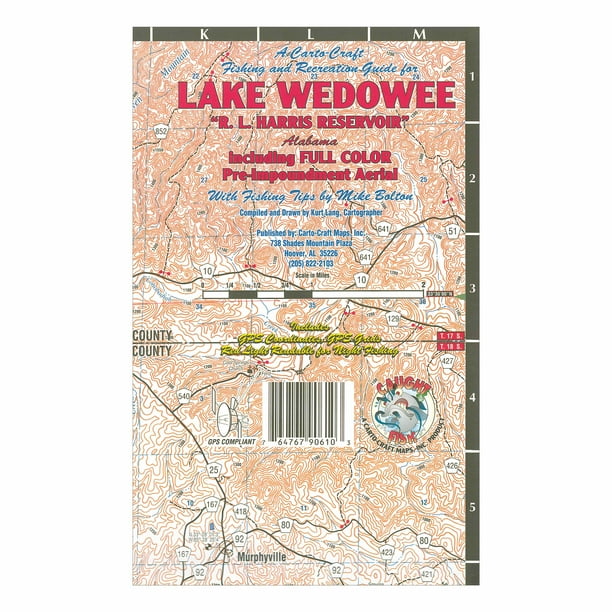 Lake Wedowee Fishing Map Carto-Craft Maps Waterproof Topographical Lake Map Lake Wedowee Alabama -  Walmart.com