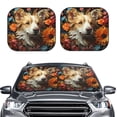 thumbnail image 2 of Sikiie Vintage Colorful Flower Puppy Print Foldable Car Windshield Sun Visor, Car Window Sunshade Suitable for Sedan, SUV and Truck Car Accessories-Large, 2 of 6