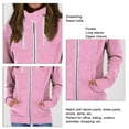 thumbnail image 3 of Sudadera con cremallera y cordón para mujer, chaqueta con cuello levantado y manga larga, prendas de vestir con bolsillo para el trabajo, rosa, L, 3 of 4