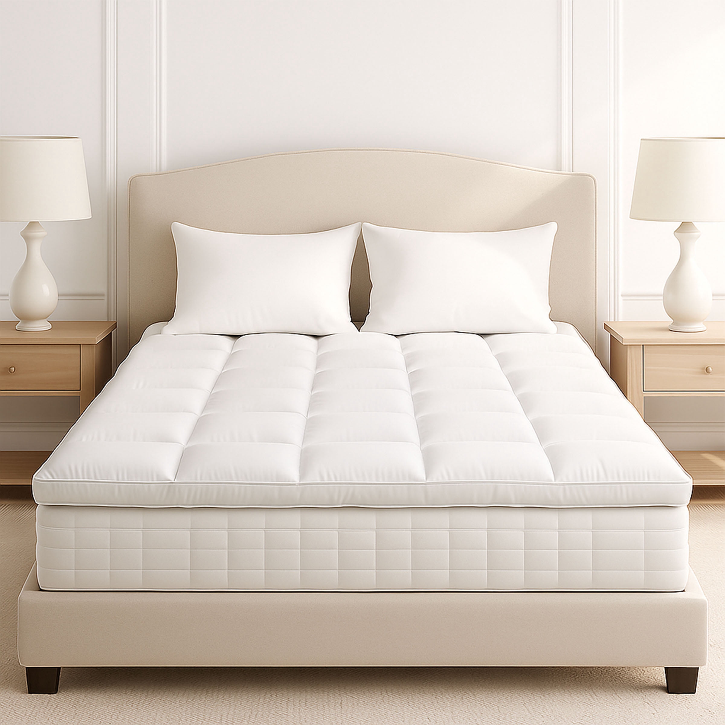 Somerset Home 2-Inch Full Size Duck Feather Filled Mattress Topper with 100% Cotton Cover (White)