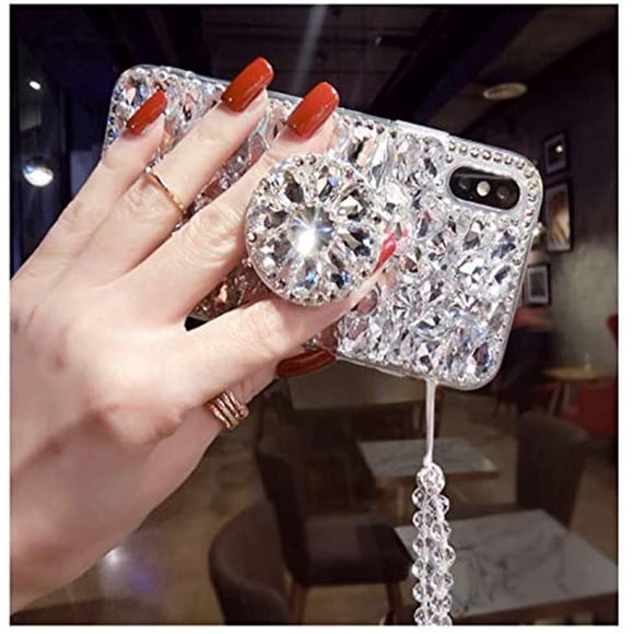 Cas pour Samsung Galaxy S22 Ultra 3D Fait à la Main Étincelant de Superbes Pierres Cristal Diamant Bling Cas de Téléphone, Filles Femmes Liquide Bling Scintillement Mode Paillettes Quicksand Clair Mignon Cas 5G 6.8 Pouces