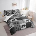 thumbnail image 3 of Homewish Safari Bear Deer 7-Piece Twin Bedding Sets,Jungle Animal Bedding Comforter Set,Gray White Plaid Sheet Sets For Teens,Ultra Soft Home Decor Reversible, 3 of 8