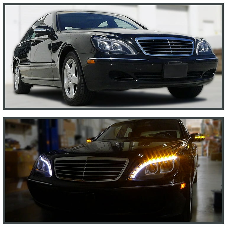 Spec D Tuning LED Turn Signal Black Projector Headlights Compatible with 1998 2006 Mercedes Benz W220 S Class Left Right Pair Headlamps Assembly Walmart