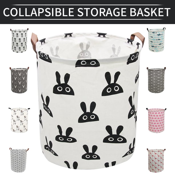 Arkham Large Sized Laundry Hamper With Handle Collapsible Canvas Fabric Laundry Baskets Home Organizer Containers For Kids Toys Baby Clothing Round Black Rabbit Walmart Com Walmart Com