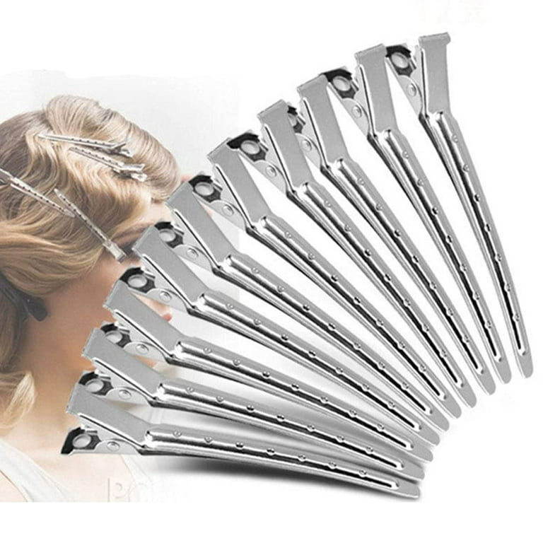 24 Packs Duck Bill Clips Salon Use Metal Hair Clips For Men Women  Barbershop Use Hair Clips Hair Small Clips for Thick Hair (Silver, One  Size) 