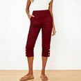 thumbnail image 2 of BUIGTTKLOP Capri Yoga Pants for Women Soft Stretch High Waisted Capri Leggings Elastic Waist Cropped Trousers, 2 of 6