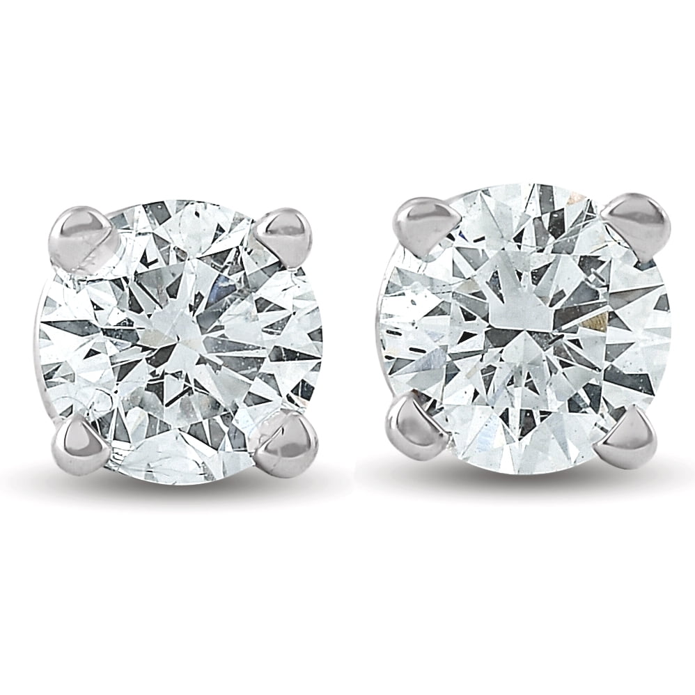 7 Stone Round Brilliant Cut Diamond Prong-Set Stud Earrings 18 kt White Gold  – Parasmani Jewellary
