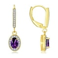 thumbnail image 4 of RYLOS Matching Jewelry:  Yellow Gold Plated Silver Halo Designer  - Tennis Bracelet, Earrings, Ring & Necklace. Amethyst February  Birthstone; Size 7, 4 of 9