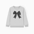 thumbnail image 3 of PatPat Girls Clothes 2 Piece Outfit Set Long Sleeve Bow Graphic Top Flare Pants Gray 10-11Y, 3 of 9