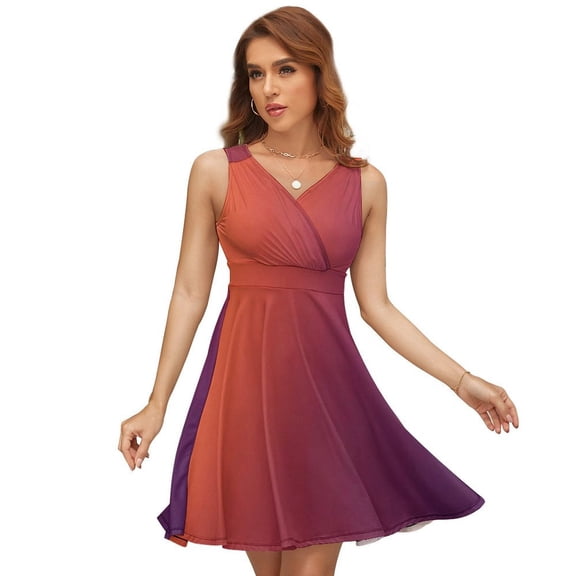 Abstract Texture Orange Purple Gradient Dress Fashion Beach Long Dresses Female Party Printed Sundress