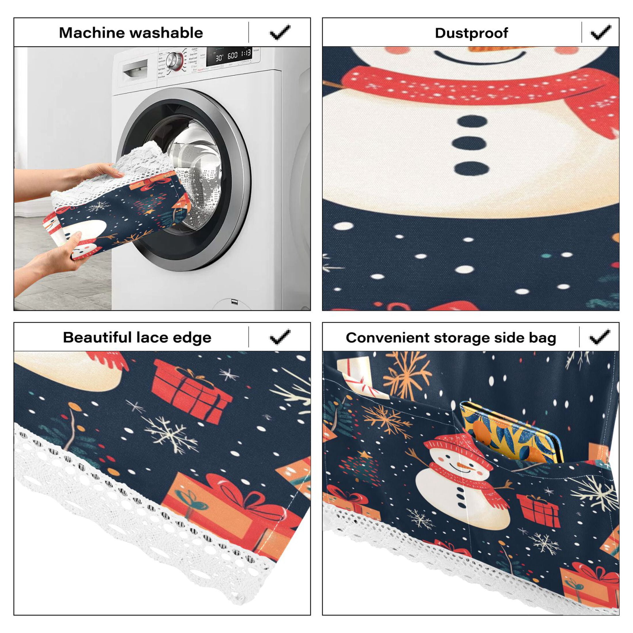 WOBOGO Illustration Of Christmas Snowman and Trees Washing Machine Cloth Dryer Refrigerator Top Cover Protective Non-Slip Mat For Kitchen Laundry