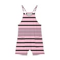 thumbnail image 4 of JTSRKL Girls Jumpsuits Casual Striped Print Sleeveless Spaghetti Strappy Overalls Rompers Loose Fit Cute Kids Summer Shorts Jumpsuit with Big Pockets Pink 7-8 Years, 4 of 7