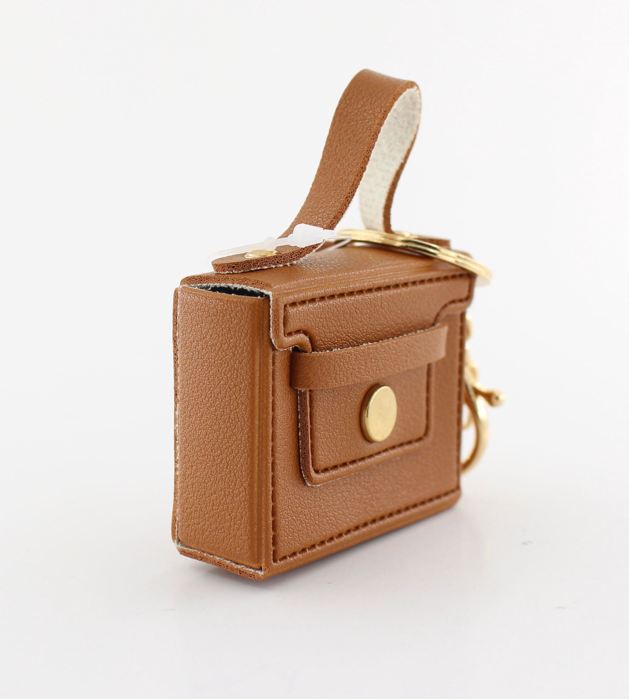 U Style Mini Purse Keychain, Faux Leather, Brown, 2.5" x 1" x 2"