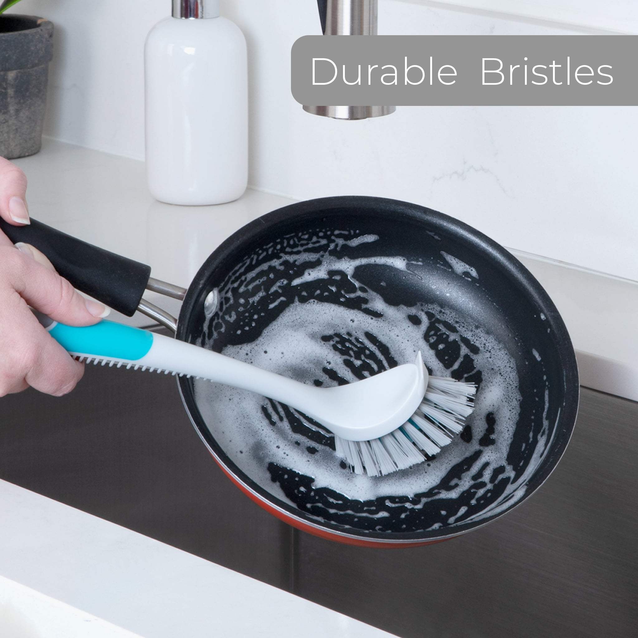Scrub Brush with Suction Handle - 10.5 x 2 x 2.75 Inches | Smart Design Cleaning