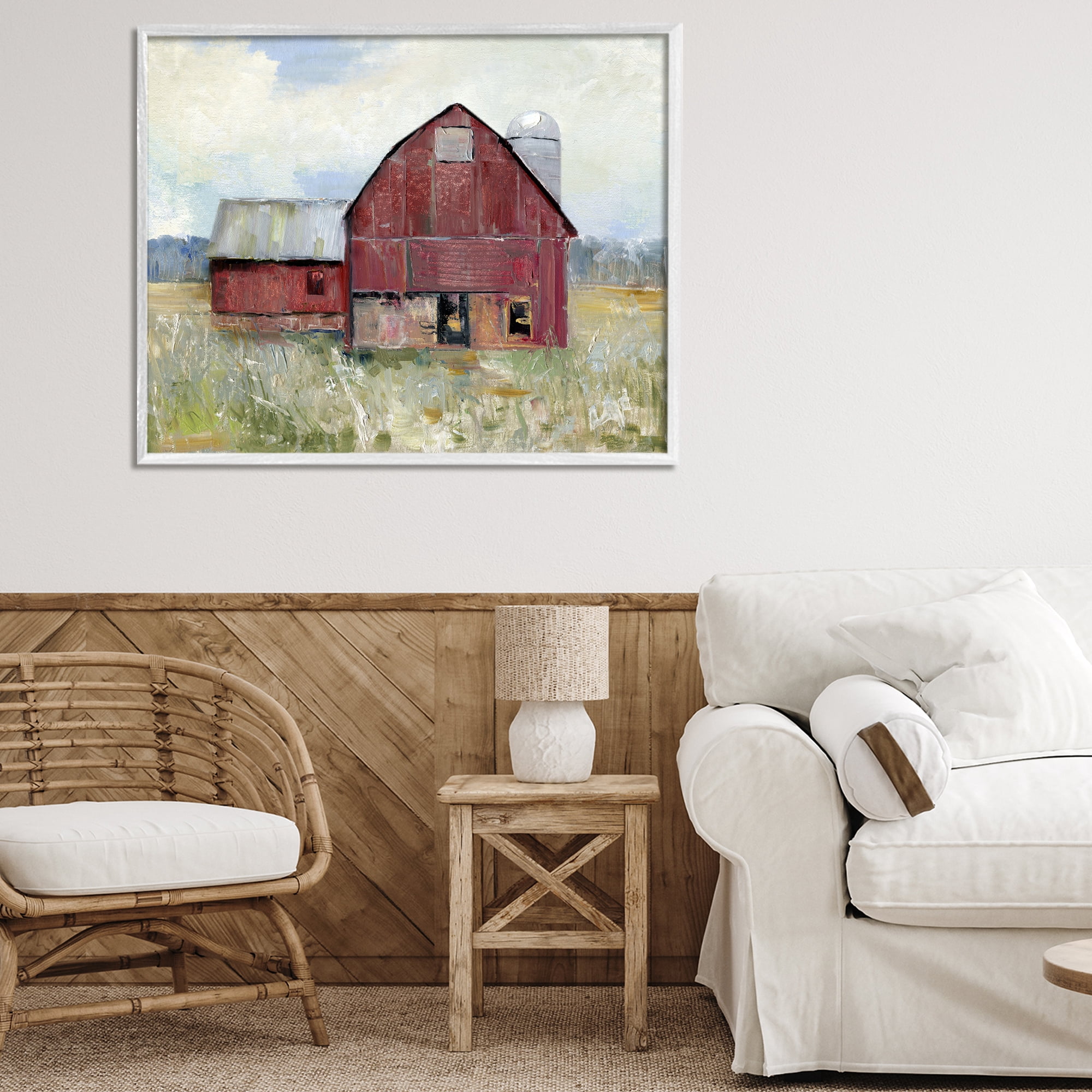 Stupell Industries Red Rugged Barn White Framed Giclee Art, design by Sally Swatland