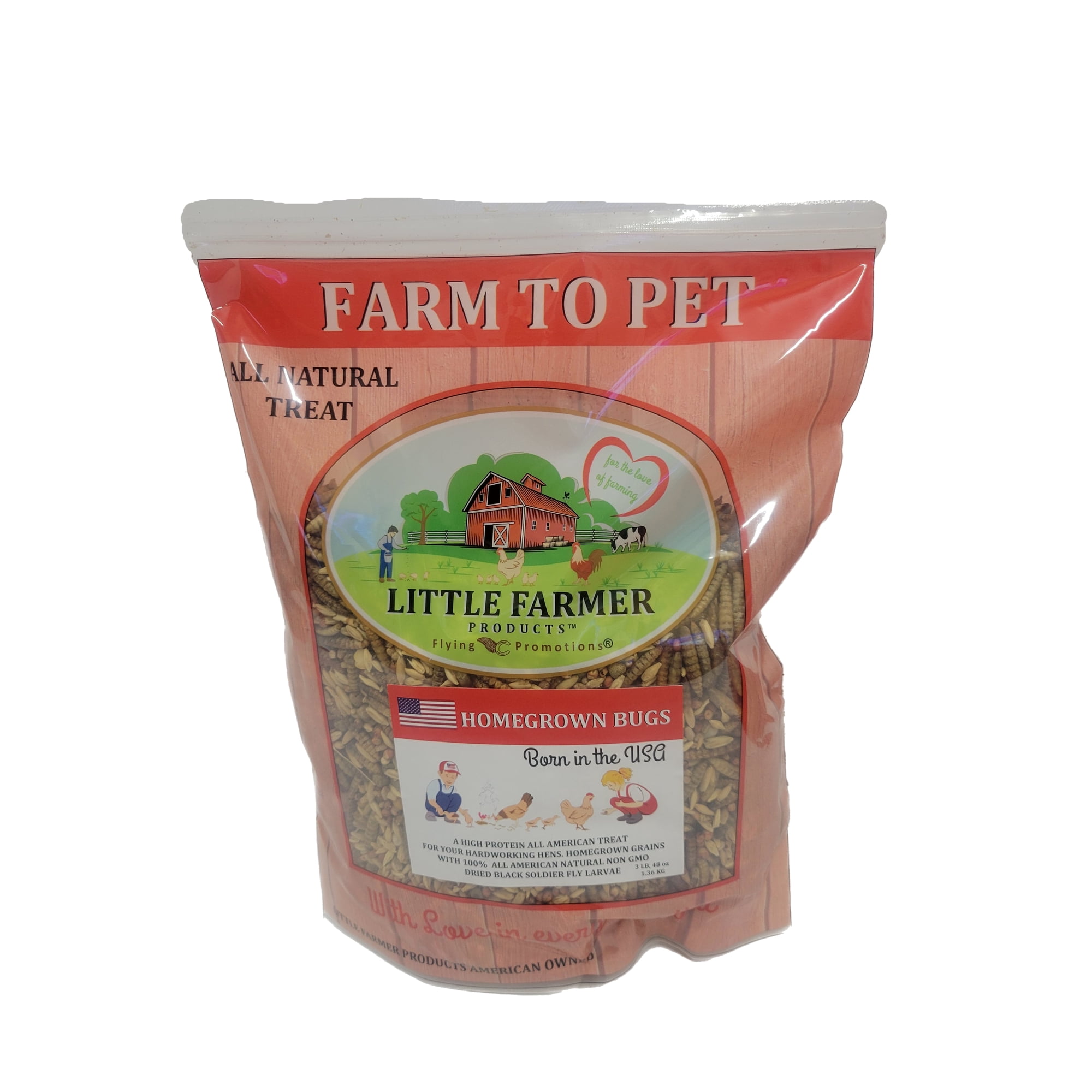 3lbs Homegrown Bugs Premium Non-GMO Black Soldier Fly Grubs and Grains, Poultry Treat Supplement, USA Grown