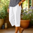 thumbnail image 5 of Kinrui Capri Pants for Women Straight Leg Casual Summer Capris Lightweight Elastic Waist Crop Trousers for Beach Vacation White 2XL, 5 of 5