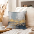 thumbnail image 3 of Ethan Taylor Abstract Throw Pillow Soft Cushion Cover 'Ethereal Horizons Paint Brush Strokes Modern' Transitional Pattern Decorative Square Accent Pillow Case, 18x18 Inches, Gold, Gray, 3 of 5
