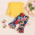 thumbnail image 4 of Godderr Baby Newborn Girls 2pcs Ruffle Trim T-shirt Sets Baby Long Sleeve Tops+Speaker printing Pants Sets Infant Outfits, 4 of 5