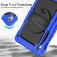 thumbnail image 7 of Case for Samsung Galaxy Tab S10 Lite/S10 FE/S9 FE 10.9 Inch with Screen Protector, 360 Degree Rotating Kickstand Hand Strap Heavy Duty Shockproof Cover with Shoulder Strap, Blue, 7 of 7