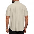 thumbnail image 3 of Dwellite Mens Linen Shirts Short Sleeve Button Down Shirts Casual Lightweight Summer Beach Solid Tops Khaki 2XL, 3 of 3