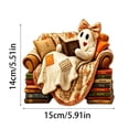 thumbnail image 3 of Decor Figurine Reading Ghost Figurine Vintage Patchwork Couch Design Cottagecore Halloween Indoor Decor for Bookshelf Desk and Reading Nook, 3 of 8