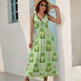 thumbnail image 5 of Frog Seamless Pattern Womens Night Club Maxi Dress V Neck Sleeveless Bohemia Long Dresses, 5 of 9