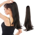 thumbnail image 1 of XIAQUJ Extensions de Cheveux à Clip Noir 45CM Queue de Cheval Longue Cheveux Raides Extension de Cheveux Aspect Naturel Postiche Synthétique pour Femmes Noir, 1 of 4